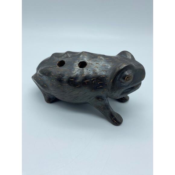 Vintage Pottery Flower Frog 5 “ long body‎ Toad Flower frog Mexico Pottery - Picture 1 of 9